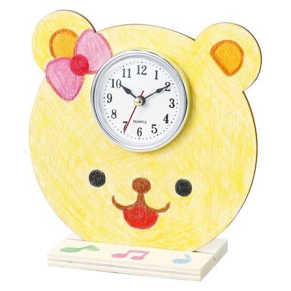 画像2: 【 ウッドベース プラーク 】 (ar5659）オリジナル時計ベース テディベア  デコパージュ トールペイント 木 土台 無塗装 無地 素材 カントリー クラフト 工作 木工 時計 デザイン ナチュラル　手作り 木製 DIY くま ワークショップ 電池付 かわいい (2)