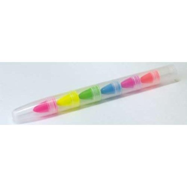 画像2: 洗える蛍光クレヨン 6色組 蛍光色 くれよん 画材 絵画 お絵描き ピンク イエロー グリーン ネオンカラー 文具 (2)