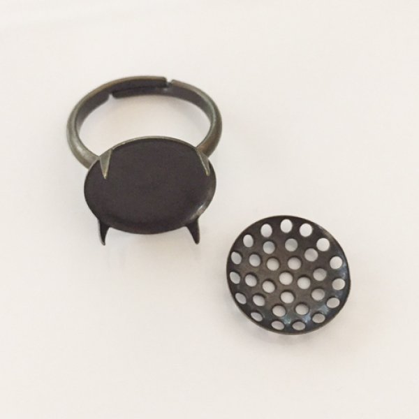 画像2: (2395) 高品質 シャワー台付き リング 指輪 ビーズセット アンティークゴールド アクセサリー ハンドメイド テグスのオマケ付き (2)