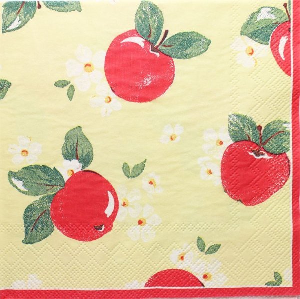 画像1: ★星印商品のみ同梱可★(D271)ペーパーナプキン　キャスキッドソン Apples Yellow １枚　バラ売り Cath Kidston (1)