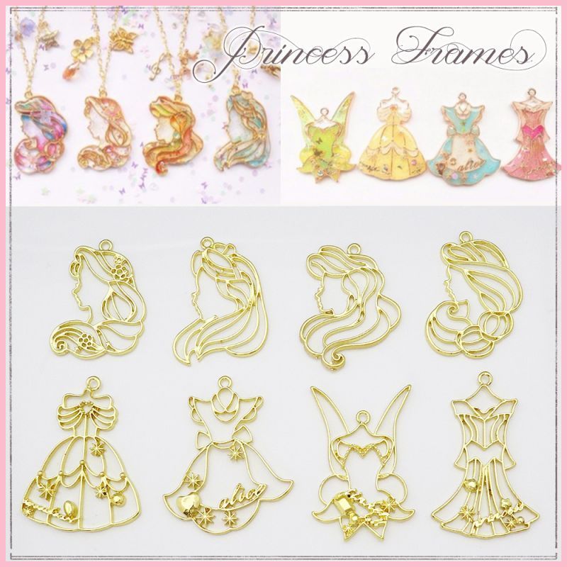 1326 レジン ミール皿 セッティング台 ゴールド マジカル プリンセスモチーフ ドレス デザイン お姫様 空枠 8種 スワロ レジン ハンドメイドの激安通販 You