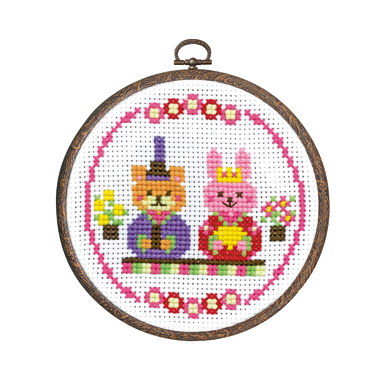 (op7458) 刺繍キット【にこにこ雛】 初心者でも簡単 ひな祭り ひな人形 節句 オリンパス 額 ミニ額 手作り クロス ステッチ 手芸