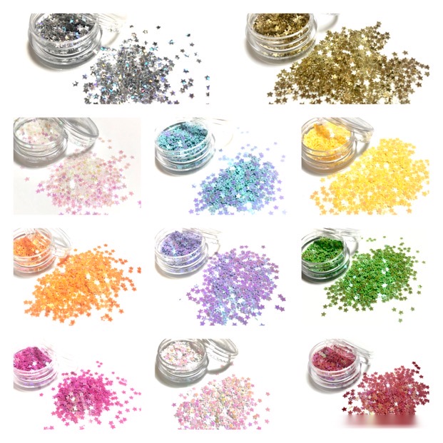 3001) ☆New☆【Star Splash】リッチなオーロラが美しいスターホログラム♪11色 約3mm 0.8g opp袋入り 星 LED UV レジン  ネイル ハンドメイド パーツ 封入素材 材料に - スワロ、レジン ハンドメイドの激安通販【YOU】